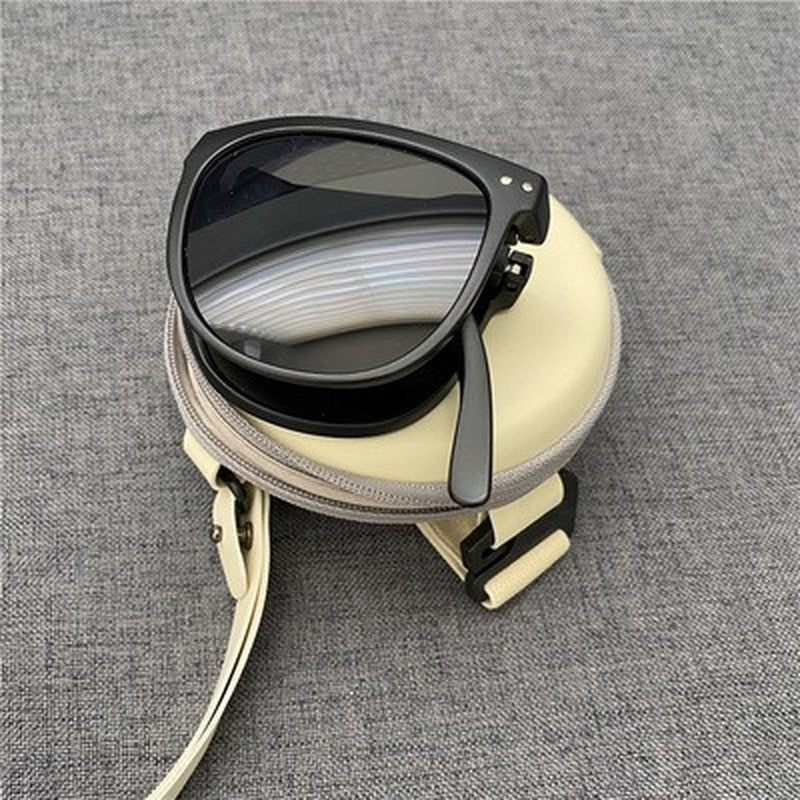 2022 New Women's Fashion Folding Sunglasses Women's Brand Designer Glasses Oval Glasses Lady Retro Sunglasses UV400 Protect