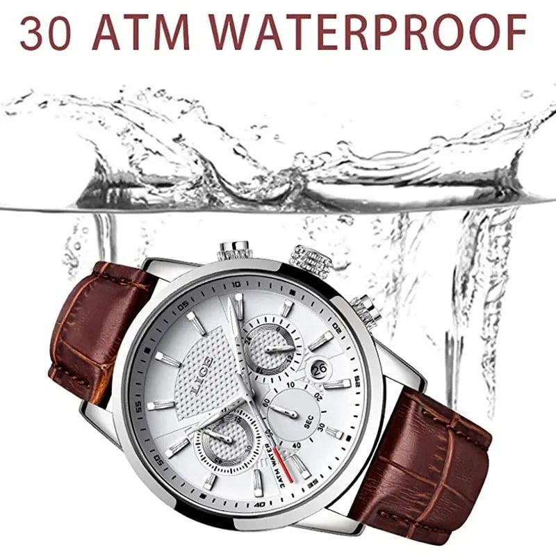 Watches Mens 2023 Top Brand Luxury Casual Leather Quartz Men Watch Man Business Clock Male Sport Waterproof Date Chronograph