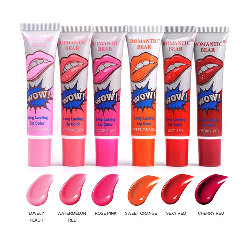 6pcs/Set Color Peel Off Liquid Lipstick Waterproof Long Lasting Lip Gloss Lint Mask Makeup Matte Lipgloss Lipsticks Cosmetic