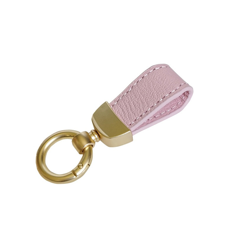 Custom Letters French Sheepskin Car Key Chain Women Delicate Leather Pendant High-end Keychain Lovely Leather Rope Key Holder