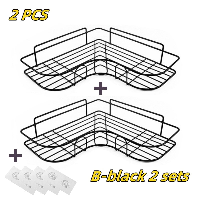 Bathroom Shelf Bathroom Accessories Shampoo Storage Shelf Cosmetic Holder No Punch Metal Shelf Condiment Organizer Corner Shelf