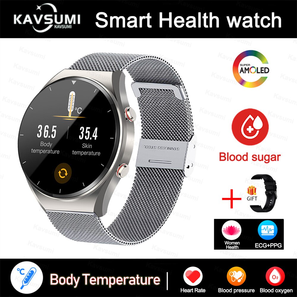 2023 New Non-Invasive Blood Glucose Smart Watch Men Full Touch Screen Sport Fitness Watches Bluetooth For Android ios Smartwatch