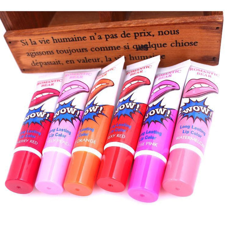 6pcs/Set Color Peel Off Liquid Lipstick Waterproof Long Lasting Lip Gloss Lint Mask Makeup Matte Lipgloss Lipsticks Cosmetic