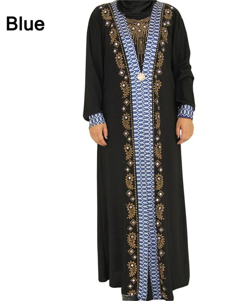 Dubai Arab Islam Abaya Women Muslim Long Dress Sequin Beading Kaftan Robes Elegant Splice Maxi Dresses Islamic Clothing Caftan