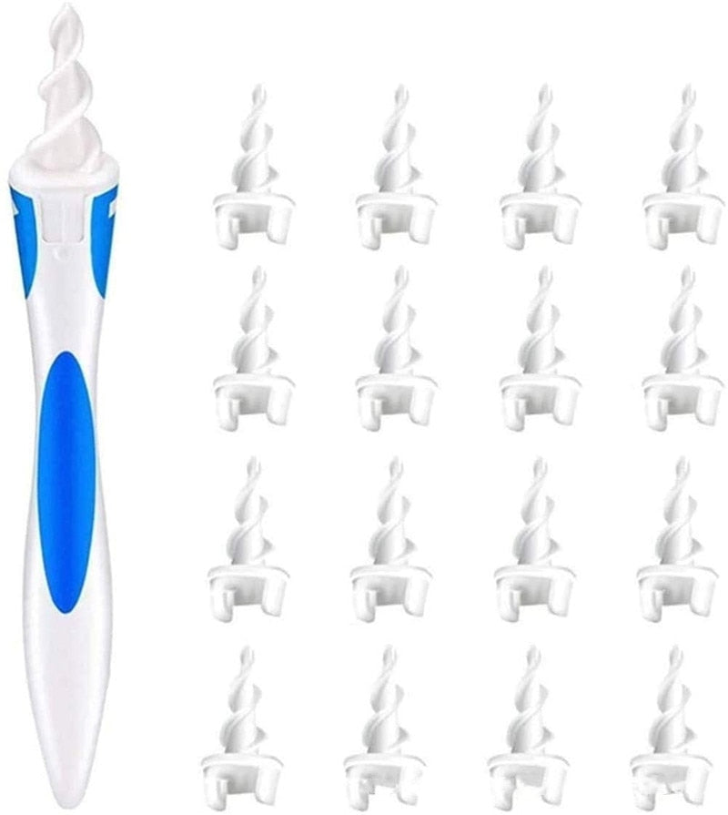 Silicone Ear Cleaner 16pcs Ear Wax Removal Cleaning Tools Replacement Spiral Tips ear cleaning kit Ear Picker Earwax Spoon Tool