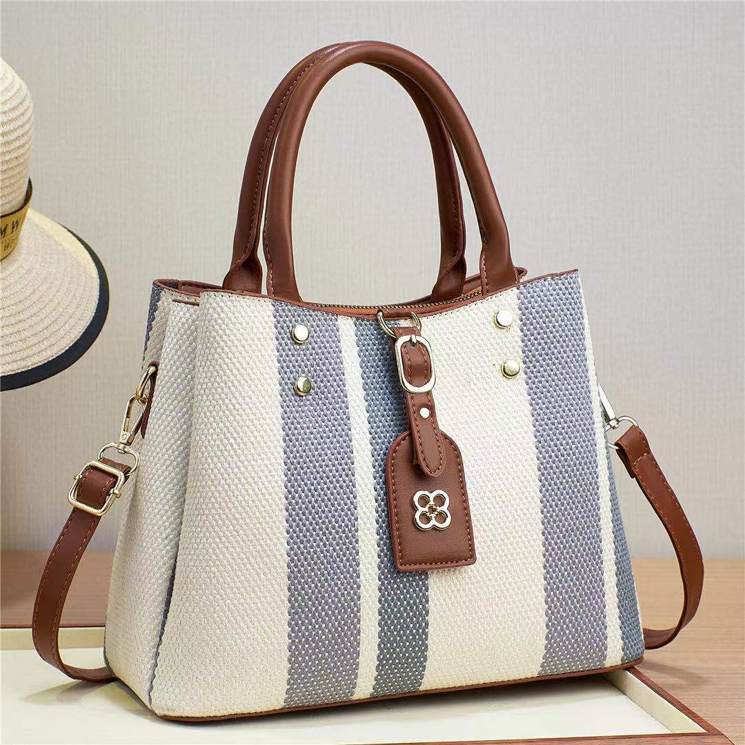 Business Women's Bag New Handheld Crossbody Shoulder Bags Striped Fashion Large Capacity Contrast Color Portable Storage Satchel