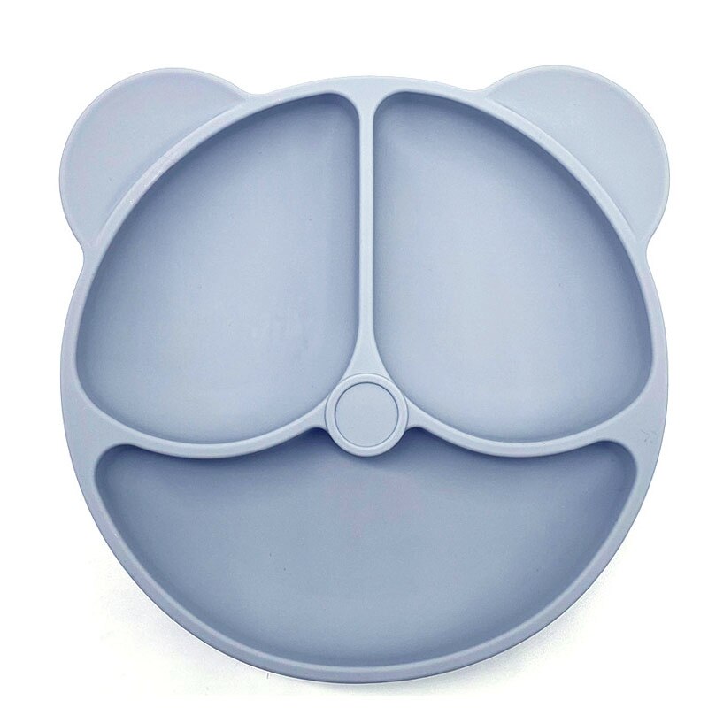 Children's Dishes Baby Silicone Sucker Bowl Baby Bear Face Plate Tableware Set Smile Face Baby Tableware Set Retro Kids Plate