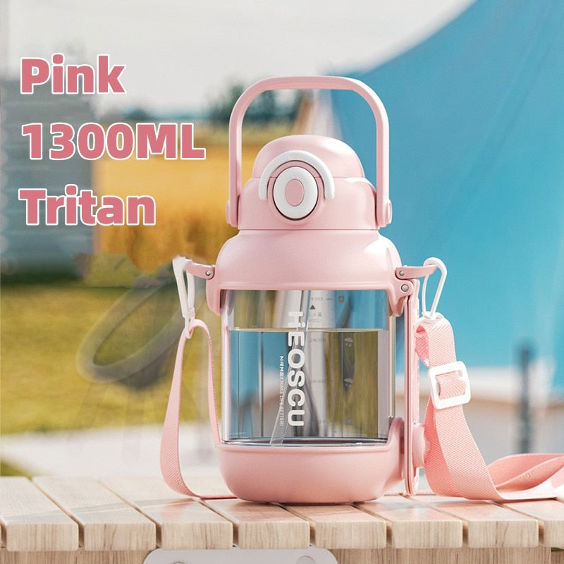 Water Bottle 2 Liters Tritan Plastic Portable Large Capacity Water Bottles with Straw, For Men Women Sports Fitness GYM Bottles