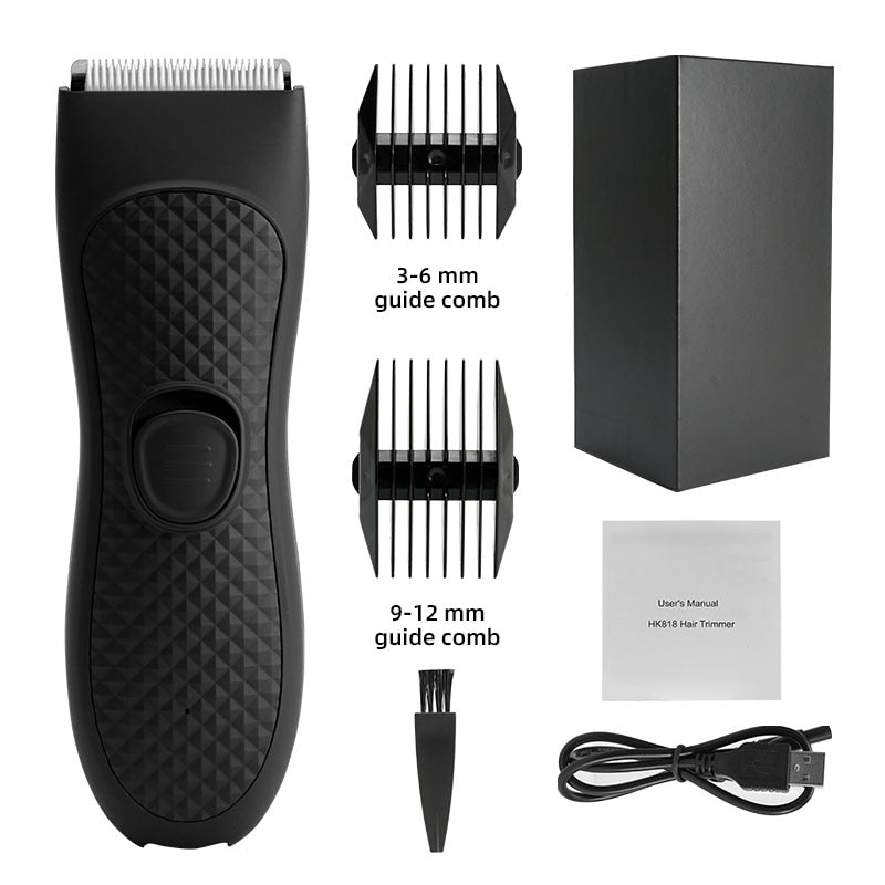 Men's Electric Groin Hair Trimmer Pubic Hair Removal Intimate Areas Body Grooming Clipper Epilator Rechargeable Shaver Razor