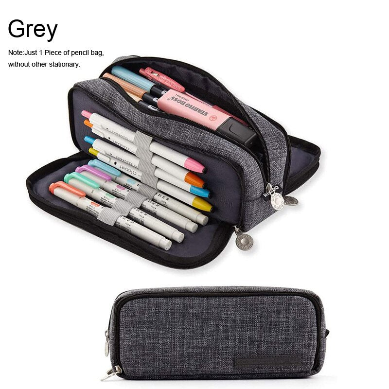 3 or 4 Compartment Purple Large Pencil Case Pen Bag School Student Pencil Cases Cosmetic Bag Stationery Organizer Office Supply