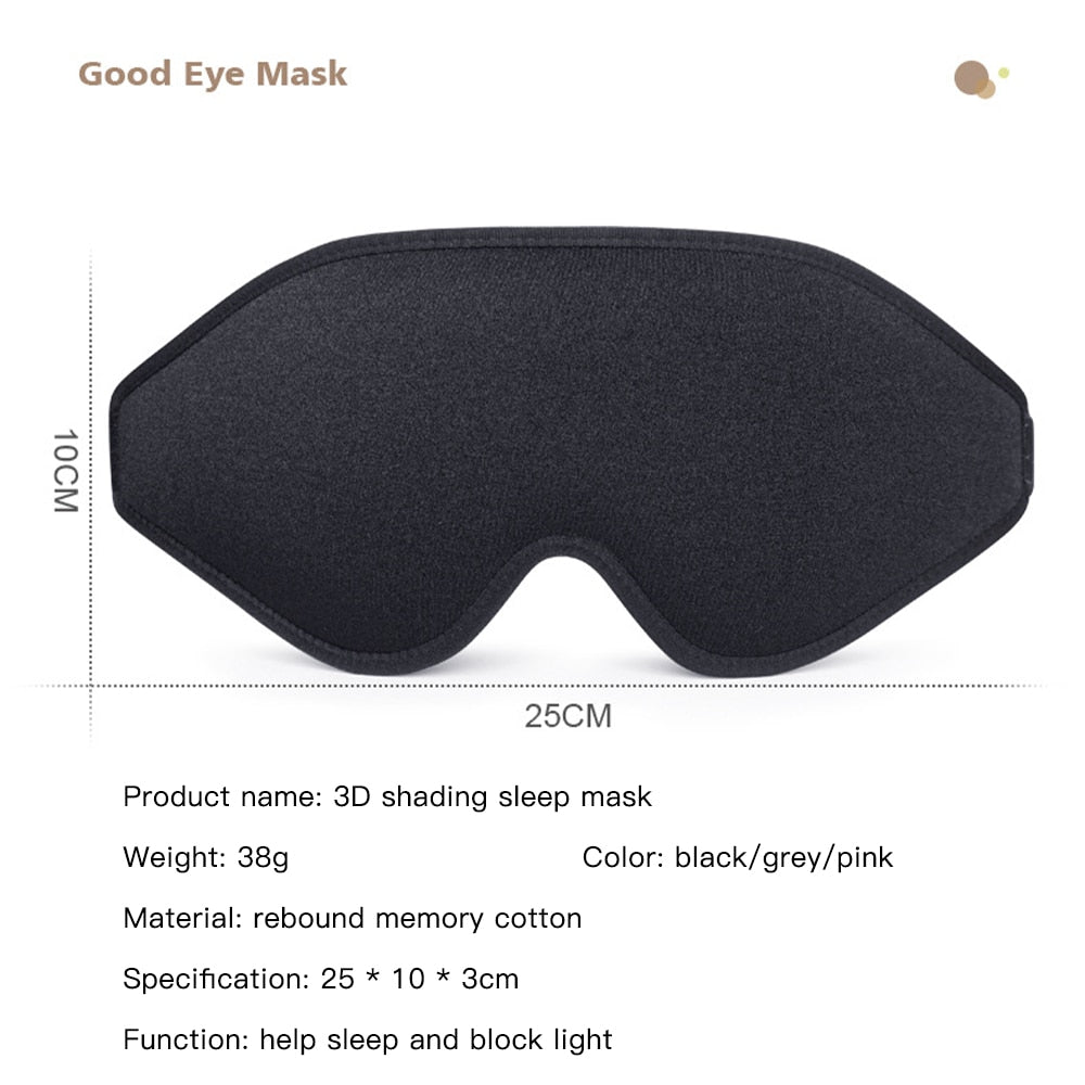 3D Sleep Mask Blindfold Sleeping Aid Eye Mask Soft Memory Foam Face Mask Eyeshade 99% Blockout Light Slaapmasker Eye Cover Patch