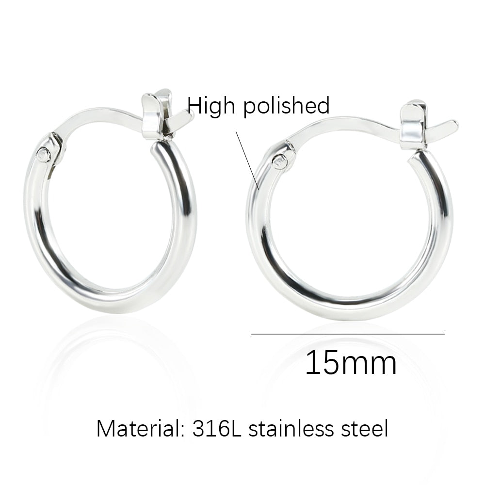 Stainless Steel Hoop Earrings For Women Men Small Gold Color Earring Korea Cartilage Piercing Classic Jewelry Accessories Gifts