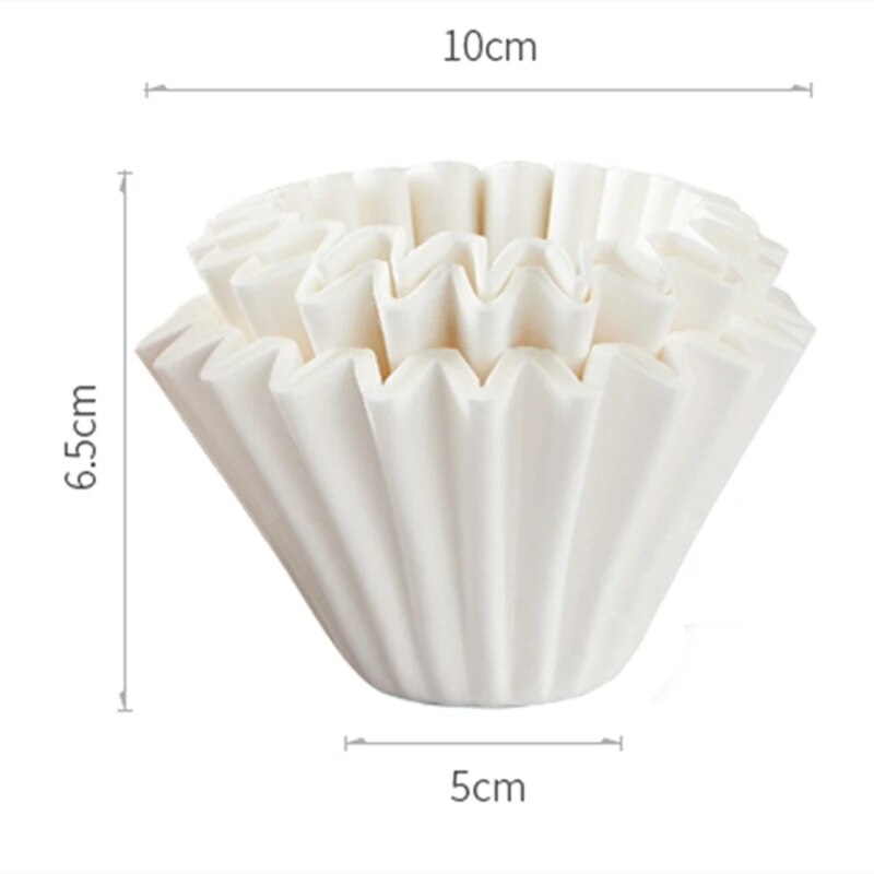 Hero 50/100 Pcs Coffee Cup Filter Paper White Cake Cup Wave Coffee Filter Paper Bowl Espresso Machine Accessories for 1-4 Cups