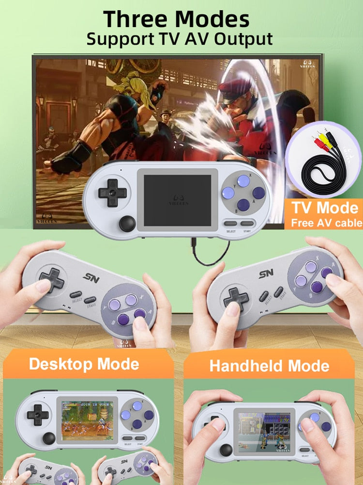 SNPRO 3 Inch IPS Handheld Game Console Mini Portable Retro Gaming Consoles 10000 Games AV Output For GBA Sega Dendy SNES