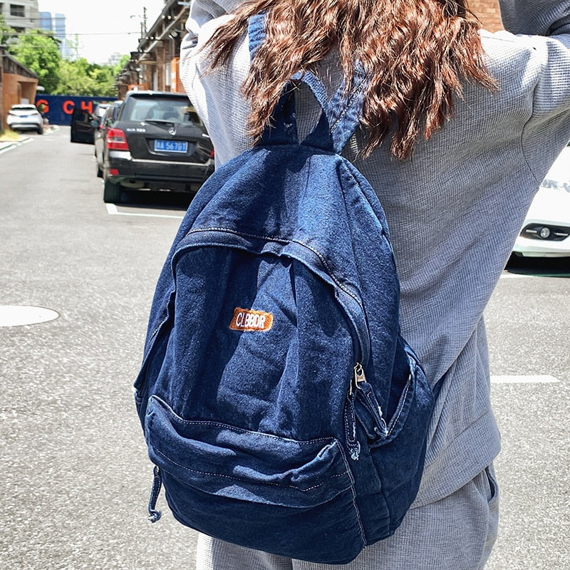 Female Canvas Travel Denim Book Bag Ladies Kawaii Backpack Women Leisure School Bag Girl Vintage Laptop College Backpack Fashion