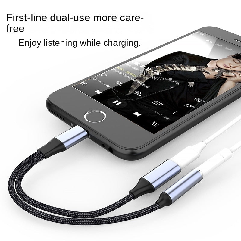 Lightning To 3 5 MM Jack 2 In 1 Audio Adapter Headphone For iOS AUX Cable Splitter IPhone 14 13 Connector Charging Cable