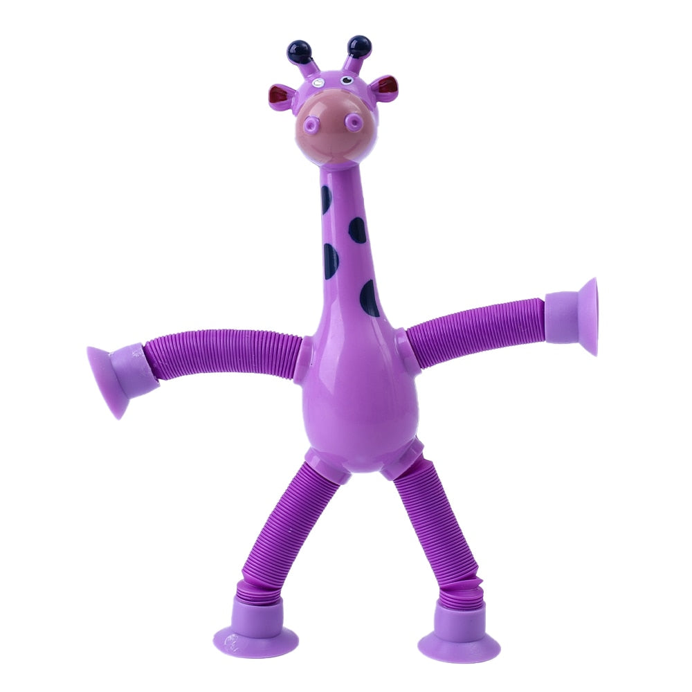 Children Suction Cup Giraffe Toys Pop Tubes Stress Relief Telescopic Giraffe Toy Sensory Bellows Toys Anti-stress Squeeze Toy