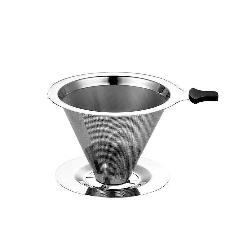 Coffee Filter Holder Reusable Double Layer 304 Stainless Steel Coffee Filter Pour Over Coffees Dripper Mesh Espresso Tea Filter