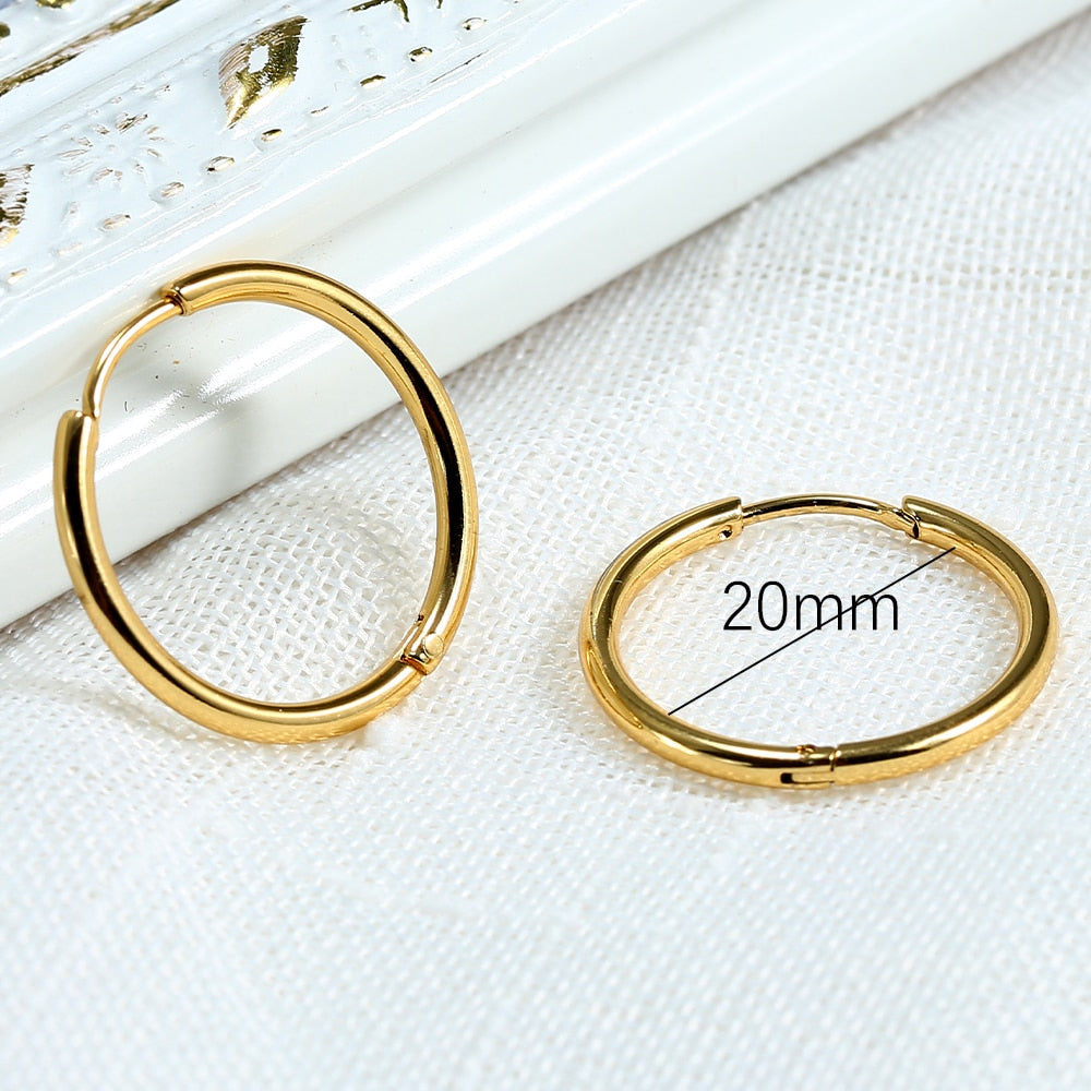 Stainless Steel Hoop Earrings For Women Men Small Gold Color Earring Korea Cartilage Piercing Classic Jewelry Accessories Gifts