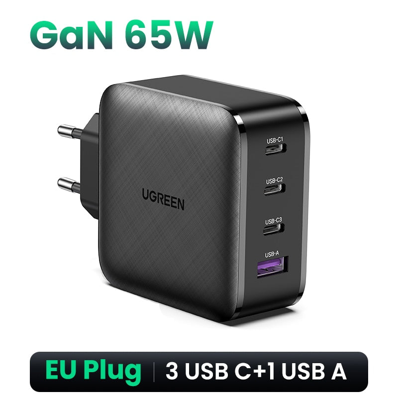 UGREEN 65W GaN Charger Quick Charge 4.0 3.0 Type C PD USB Charger with QC 4.0 3.0 Fast Charger for iPhone 14 13 12 Xiaomi Laptop