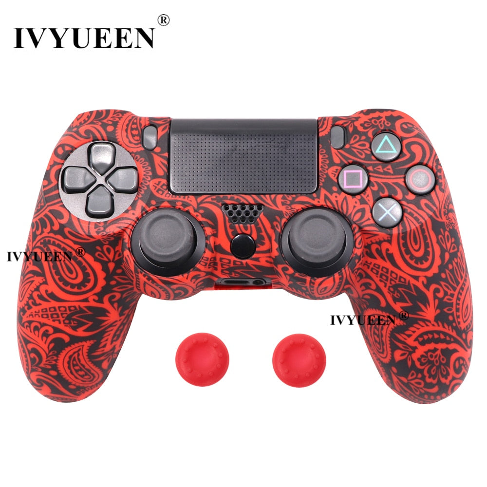 IVYUEEN 19 Colors Silicone Camo Protective Skin Case for Sony Dualshock 4 PS4 DS4 Pro Slim Controller Thumb Grips Joystick Caps