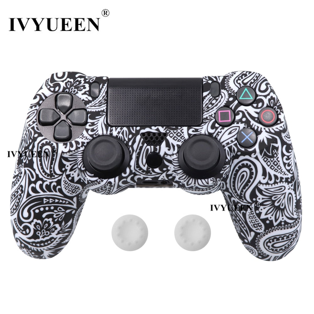 IVYUEEN 19 Colors Silicone Camo Protective Skin Case for Sony Dualshock 4 PS4 DS4 Pro Slim Controller Thumb Grips Joystick Caps