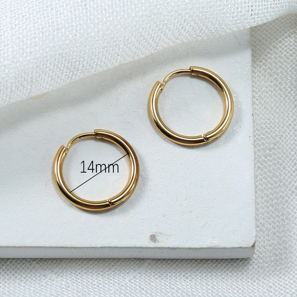 Stainless Steel Hoop Earrings For Women Men Small Gold Color Earring Korea Cartilage Piercing Classic Jewelry Accessories Gifts