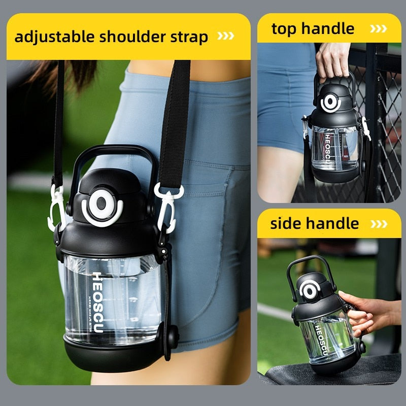 Water Bottle 2 Liters Tritan Plastic Portable Large Capacity Water Bottles with Straw, For Men Women Sports Fitness GYM Bottles