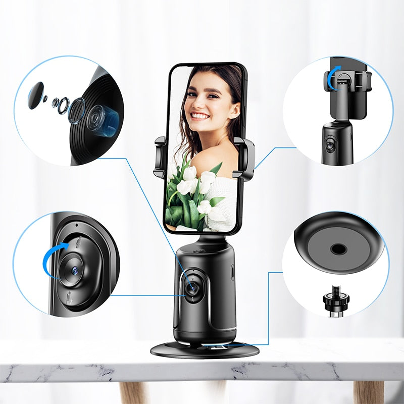 Auto Tracking Phone Holder Auto Face Tracking  360 Rotation Fast Face & Object Tracking Cameraman Robot