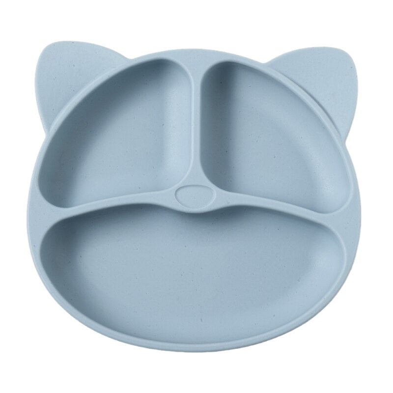 Children's Dishes Baby Silicone Sucker Bowl Baby Bear Face Plate Tableware Set Smile Face Baby Tableware Set Retro Kids Plate