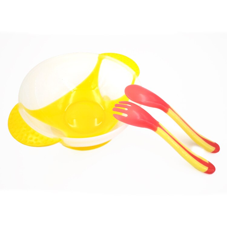 Temperature Sensing Feeding Spoon Child Tableware Food Bowl Learning Dishes Service Plate/Tray Suction Cup Baby Dinnerware Set