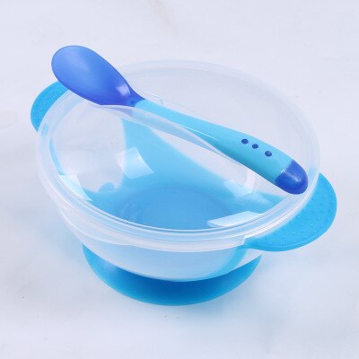 Temperature Sensing Feeding Spoon Child Tableware Food Bowl Learning Dishes Service Plate/Tray Suction Cup Baby Dinnerware Set