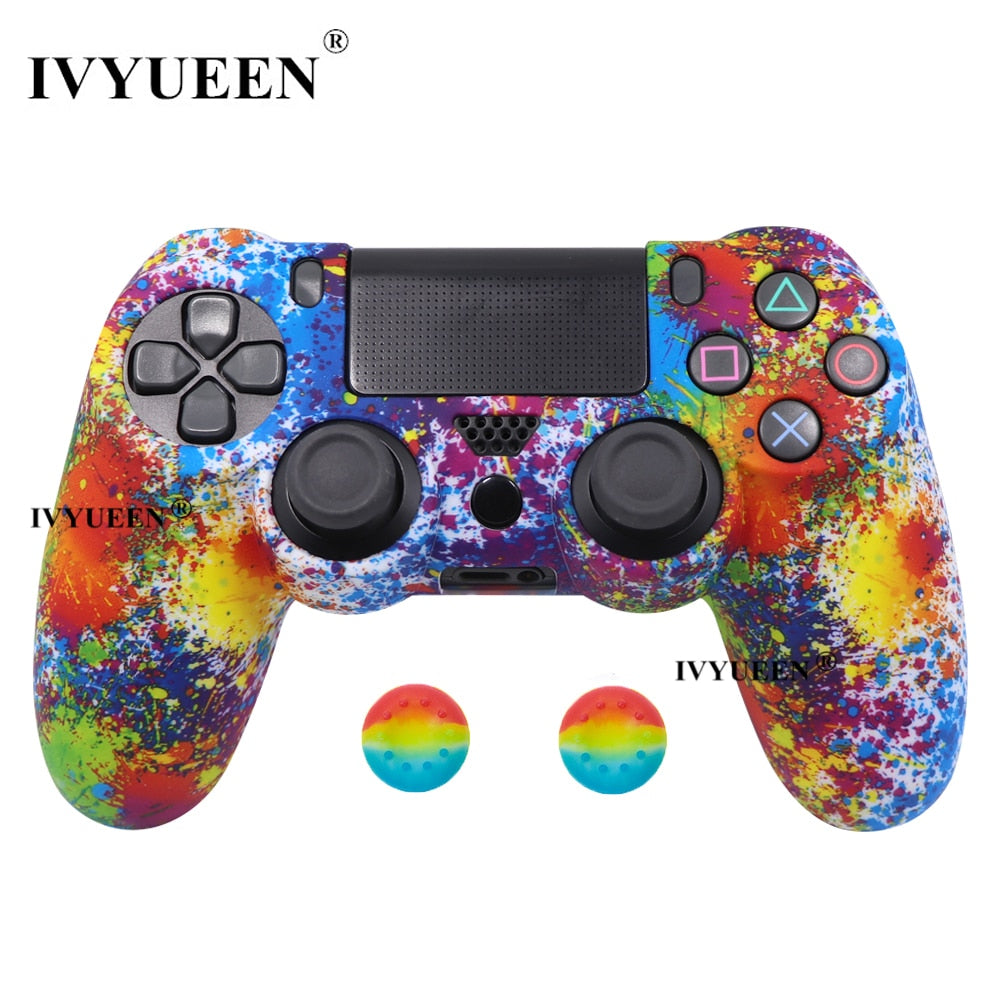 IVYUEEN 19 Colors Silicone Camo Protective Skin Case for Sony Dualshock 4 PS4 DS4 Pro Slim Controller Thumb Grips Joystick Caps