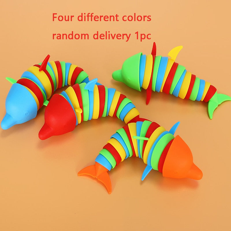 Toys Stress Reliever Fidget Toys Kids Adults Funny Buckle Slug Dolphin Shark Anxiety Antistress Squishy Toy Keychain Accessories