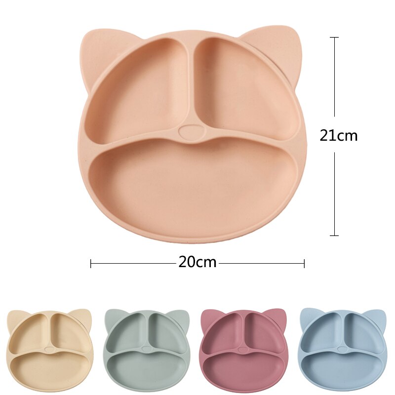 Children's Dishes Baby Silicone Sucker Bowl Baby Bear Face Plate Tableware Set Smile Face Baby Tableware Set Retro Kids Plate