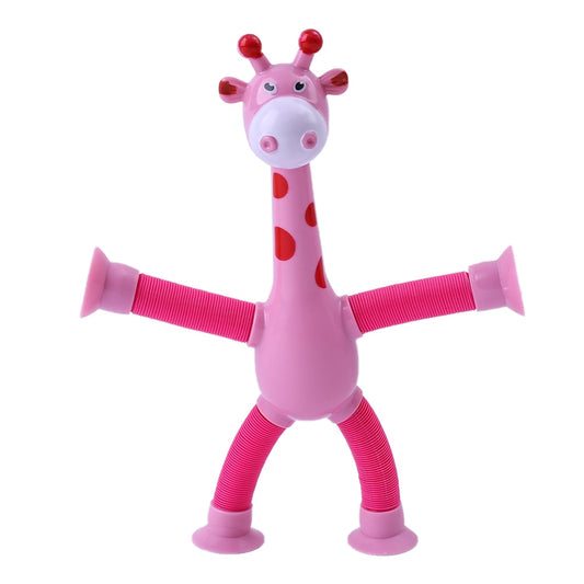 Children Suction Cup Giraffe Toys Pop Tubes Stress Relief Telescopic Giraffe Toy Sensory Bellows Toys Anti-stress Squeeze Toy