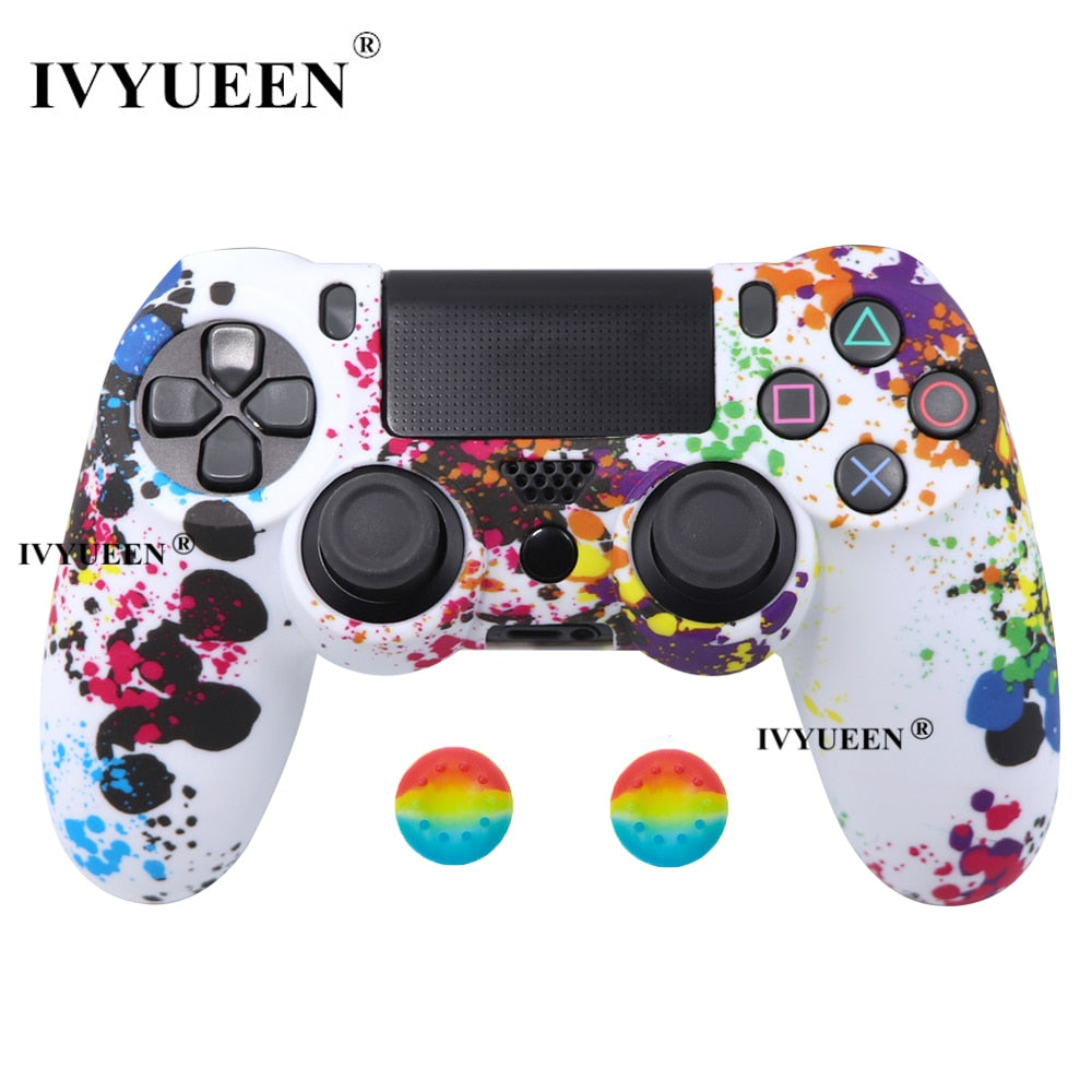 IVYUEEN 19 Colors Silicone Camo Protective Skin Case for Sony Dualshock 4 PS4 DS4 Pro Slim Controller Thumb Grips Joystick Caps