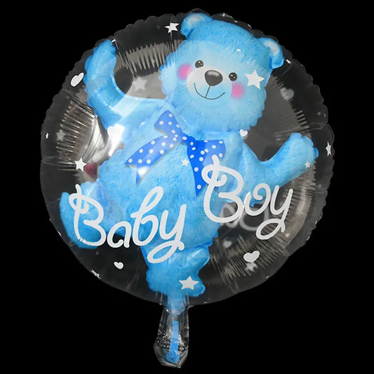 4D Transparent Baby Shower Boy Girl Bear Bubble Ball Kids 1st Birthday Party Blue Pink Helium Balloon Gender Reveal Decoration