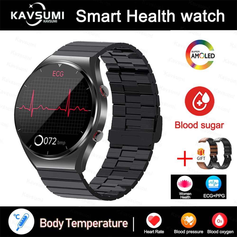 2023 New Non-Invasive Blood Glucose Smart Watch Men Full Touch Screen Sport Fitness Watches Bluetooth For Android ios Smartwatch