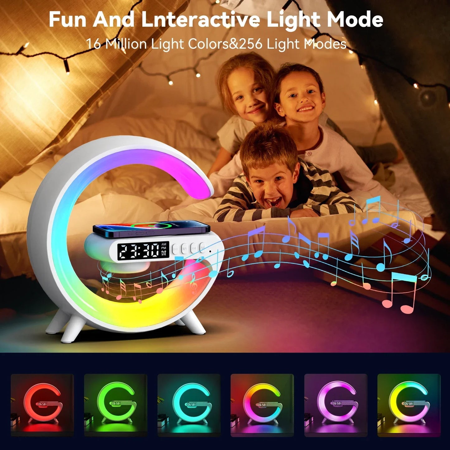 COLSUR Multifunctional Bluetooth Speaker Audio TF RGB Night Light Wireless Charger Stand Pad Station for Phone 14 13 android