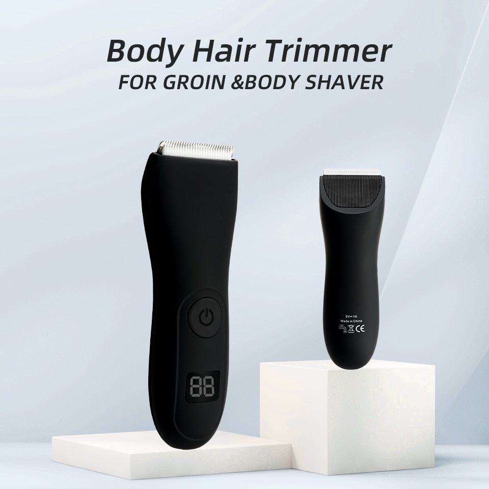 Men's Electric Groin Hair Trimmer Pubic Hair Removal Intimate Areas Body Grooming Clipper Epilator Rechargeable Shaver Razor