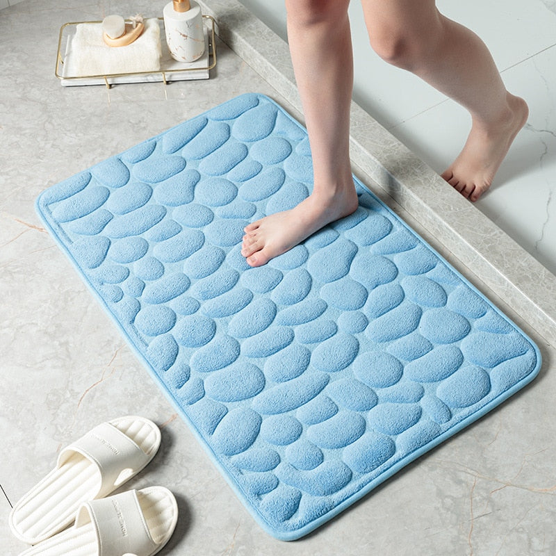 Mat Non-slip Carpets Cobblestone Embossed Bathroom Bath  In Wash Basin Bathtub Side Floor Rug Shower Room Doormat Memory Foam