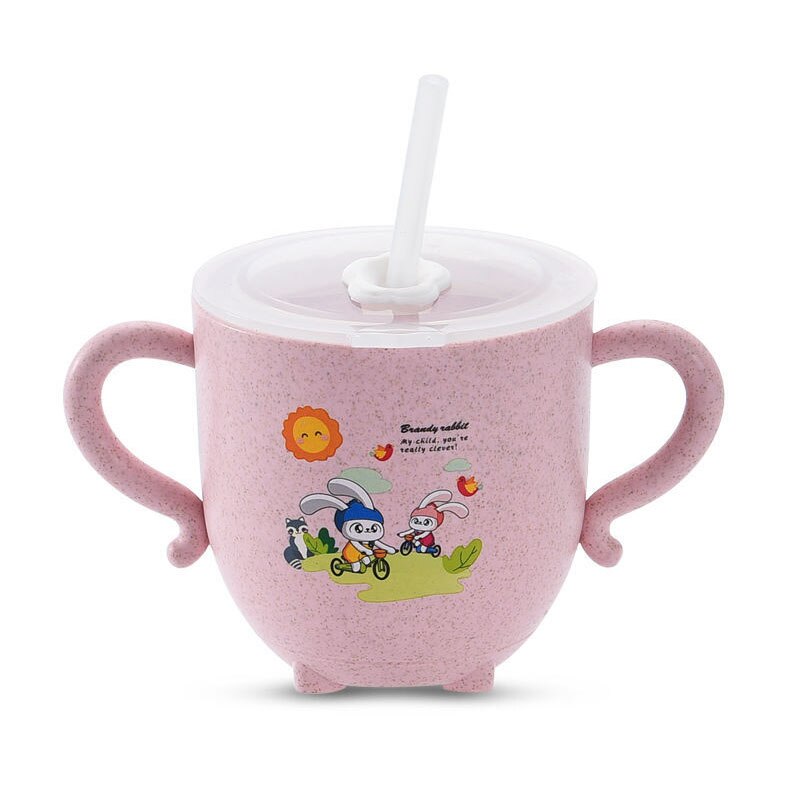 Baby Learning Water Cup Cartoon Elephant Shape Water Glass Leak-proof Baby Water Cup Bottle With Straws Children's Training Cup