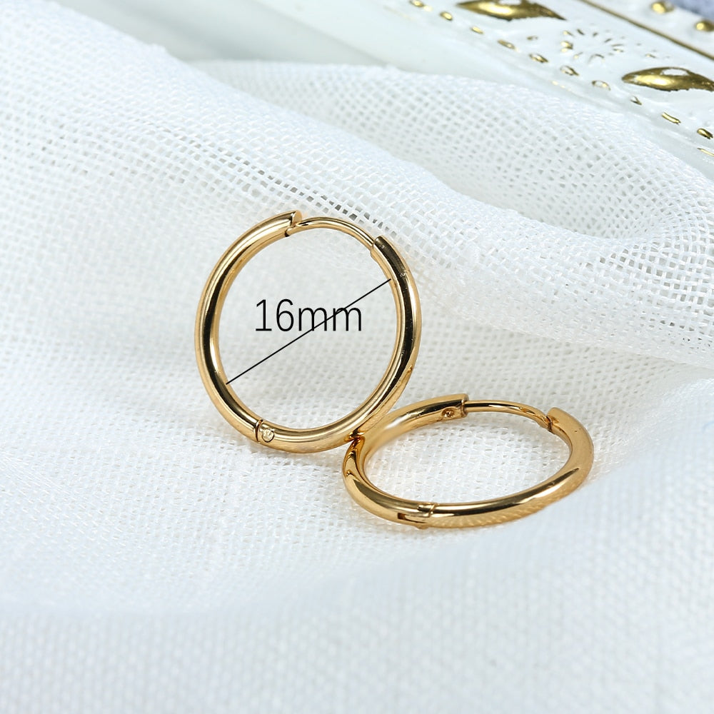 Stainless Steel Hoop Earrings For Women Men Small Gold Color Earring Korea Cartilage Piercing Classic Jewelry Accessories Gifts