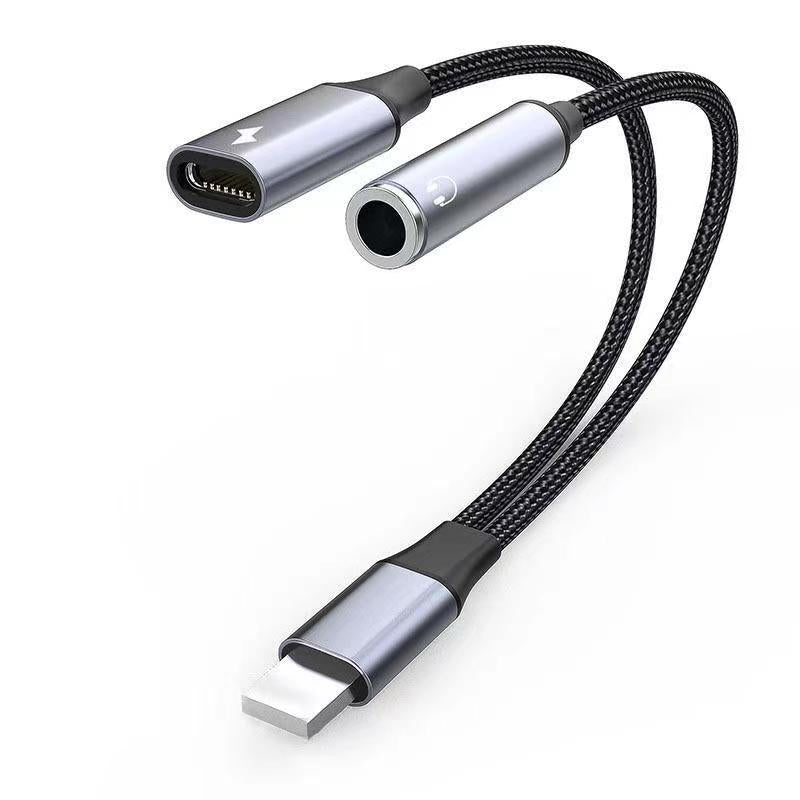 Lightning To 3 5 MM Jack 2 In 1 Audio Adapter Headphone For iOS AUX Cable Splitter IPhone 14 13 Connector Charging Cable