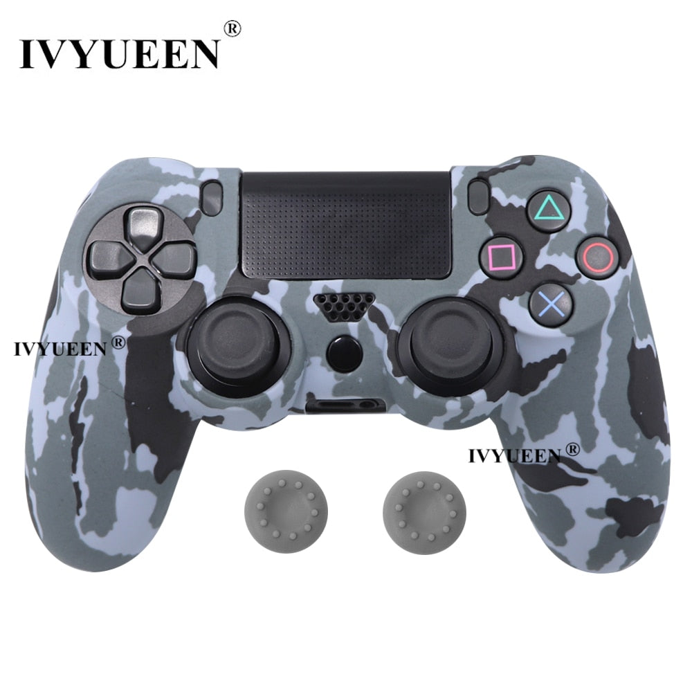 IVYUEEN 19 Colors Silicone Camo Protective Skin Case for Sony Dualshock 4 PS4 DS4 Pro Slim Controller Thumb Grips Joystick Caps