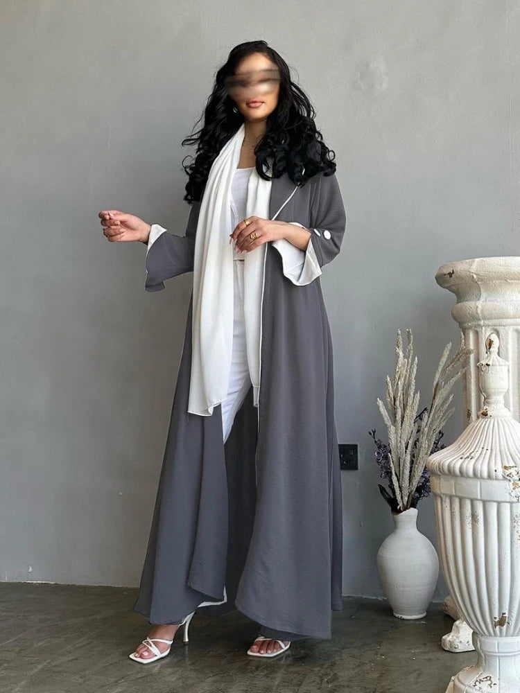 Elegant Muslim Abaya for Women Pleated Abayas Saudi Arab Button Split Sleeve Sleeve Maxi Vestidos Morocco Kaftan Long Robe 2023