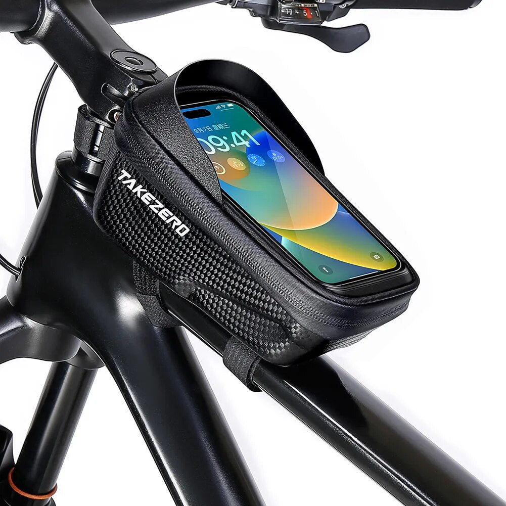 Bicycle Front Frame Bag Touch Screen Waterproof Phone Case Holder Upper Tube Pannier Storage Pouch MTB Road Bike Bag Accessories