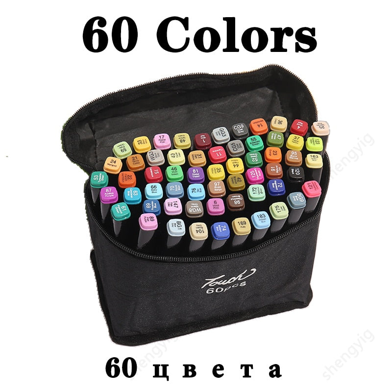 30/60/80/168 Colour Double Headed Oily Marker Set Sketch Drawing Graffiti Art Markers for Student School Supplies Stationery