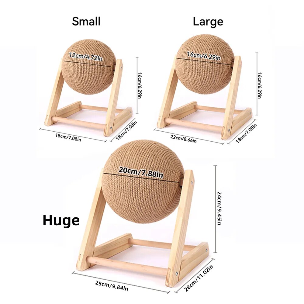 Cat Scratcher Toy, Pet Scratching Ball, Wood Stand, Kitten Sisal Rope, Ball Board, Grinding Paws, Furniture Supplies Accessories